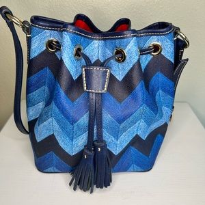 Dooney and Bourke Blue Chevron Bucket Purse